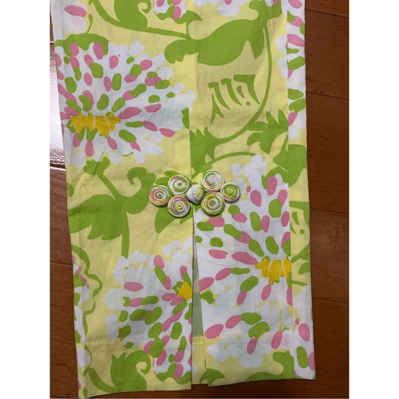 Women's Lilly Pulitzer Yellow Green Floral Ankle Pants Size 6 - Picture 4 of 5